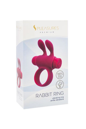 Ерекційне віброкільце S Pleasures Premium Rabbit Ring, рожеве, зі знімною віброкулею та вушками - фото №2