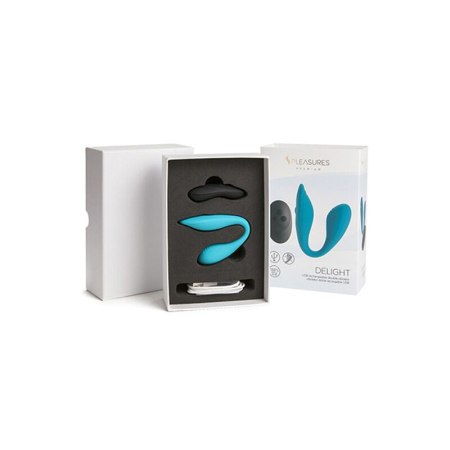 Подвійний вібратор S Pleasures Premium Delight, бірюзовий, для клітора та точки G, 10 режимів - фото №3