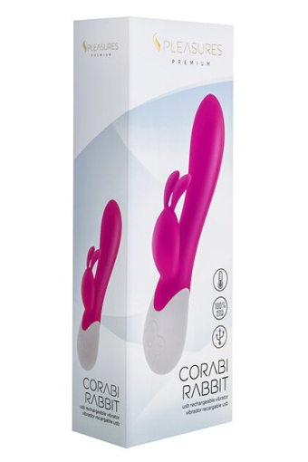 Вібратор-кролик S Pleasures Premium Corabi Rabbit, рожевий, вушка для клітора, 16 режимів, нагрів №3