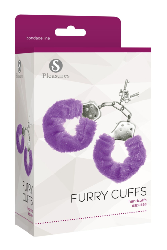 Наручники S Pleasures Furry Cuffs Purple з пухнастим оздобленням, 2 ключі в комплекті - фото №2