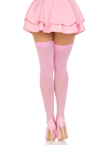 Щільні непрозорі панчохи Leg Avenue Opaque Nylon Thigh Highs Pink, One Size - фото №2