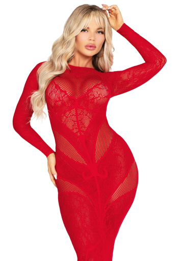 Сукня Leg Avenue Lace and Net Bodycon Gown One Size, Red №5