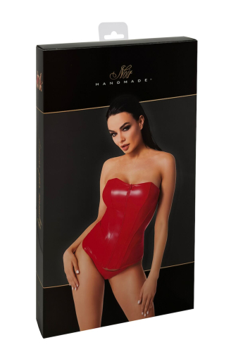 Корсет Noir Handmade F355 Red powerwetlook corset - L №6
