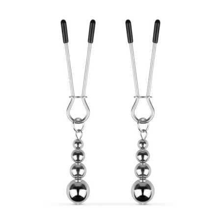 Затискачі для сосків Bedroom Fantasies: Nipple Clamps with Beaded Chain - Silver - фото №3