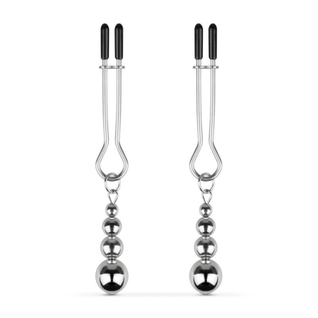 Затискачі для сосків Bedroom Fantasies: Nipple Clamps with Beaded Chain - Silver - фото