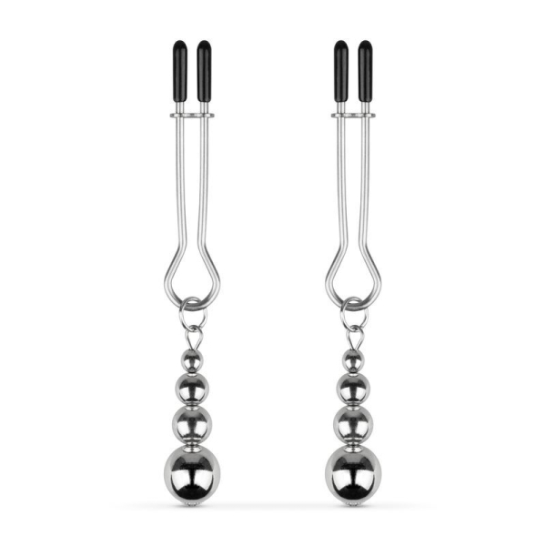 Затискачі для сосків Bedroom Fantasies: Nipple Clamps with Beaded Chain - Silver - фото