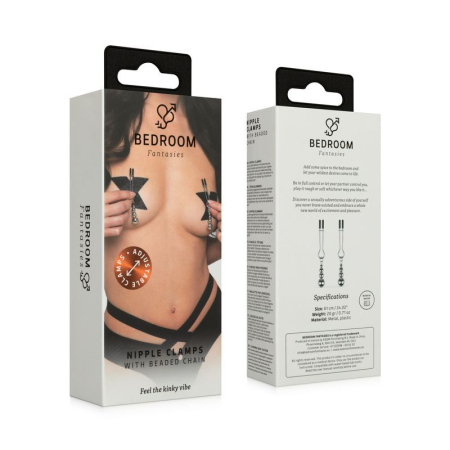 Затискачі для сосків Bedroom Fantasies: Nipple Clamps with Beaded Chain - Silver - фото №7