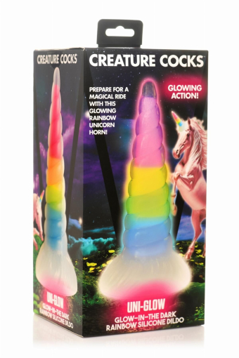 Фентезійний фалоімітатор Creature Cocks Luminescent Rainbow Silicone Dildo - фото №4
