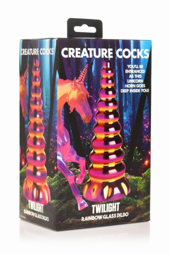 Фентезійний фалоімітатор Creature Cocks Twilight Rainbow Glass Dildo - фото №4