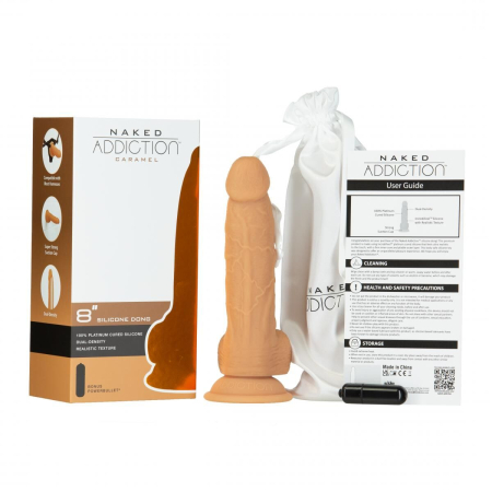 Фалоімітатор Naked Addiction - 8? Silicone Dual Density Dildo Vanilla, віброкуля в подарунок - фото №4