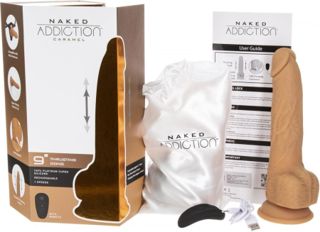 Фалоімітатор з пульсацією Naked ADDICTION Dominic 9? Caramel, пульт ДК, діаметр 4,2 см - фото №6