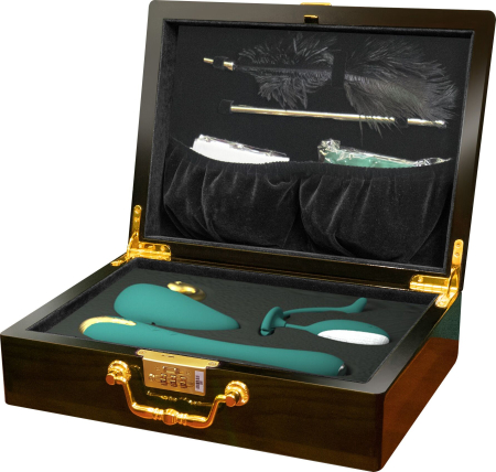 Набір Knight Jenay Pandora Box v2.0: вакуумний вібратор, вібратор, віброяйце, лоскітка та маска - фото