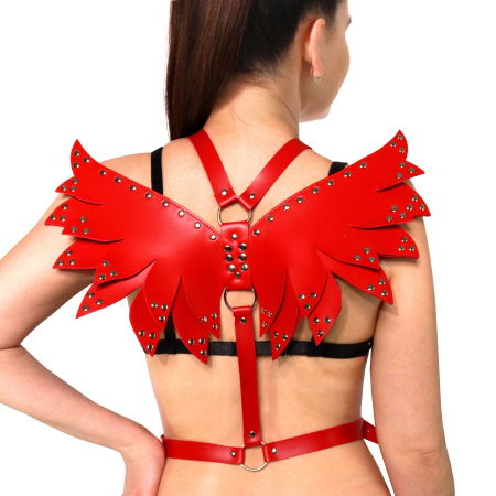 Жіноча портупея Art of Sex - Wings червона XS-M, екошкіра - фото №3