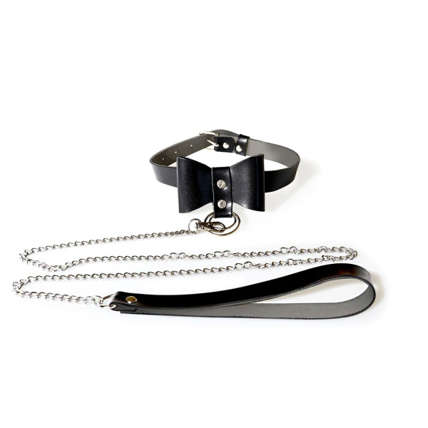 Чокер з повідцем Art of Sex - Butterfly чорний, екошкіра - фото