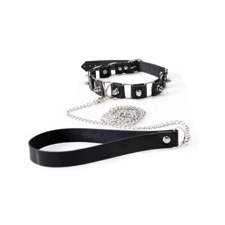 Бондажний набір: нашийник з повідцем, наручники та поножі Art of Sex - Cassandra, колір чорний - фото №2