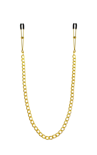 Тонкі затискачі для сосків з ланцюжком Feral Feelings - Chain Thin nipple clamps, золото/чорний 