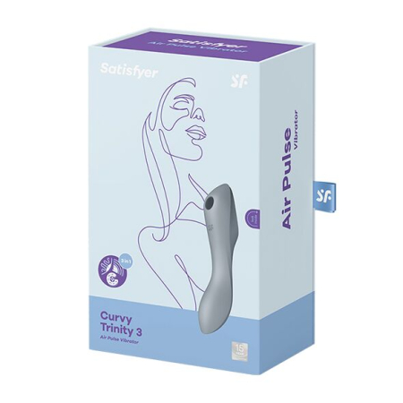 Вакуумний стимулятор з вібрацією Satisfyer Curvy Trinity 3 BlueGrey - фото №5